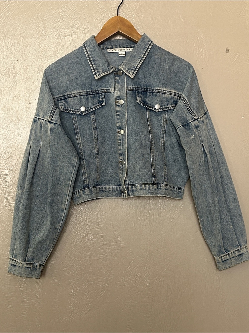 HYFVE Denim Cropped Jacket. Boho- Contemporary-Vintage Inspired Design. Medium.
